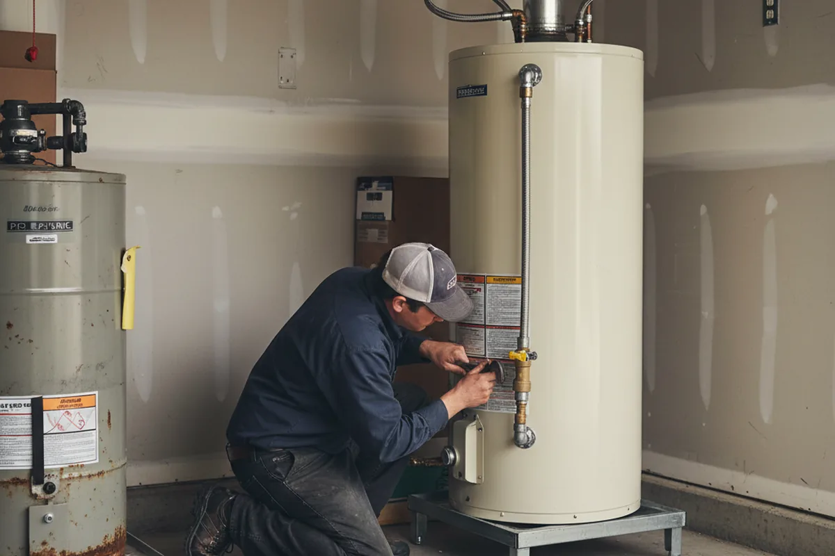 Water heater and shutoff valve replacement in Becker