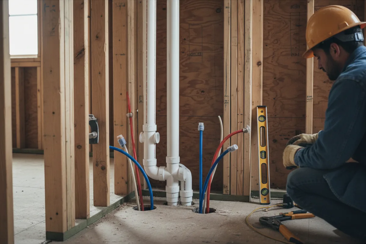 Drain and supply rough-in during Toilet Repair and Installation in Becker